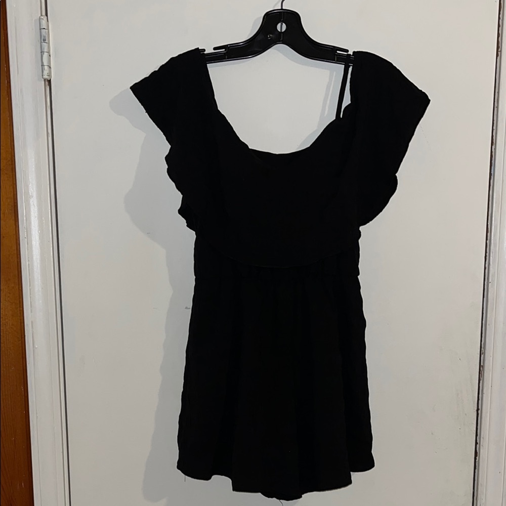 Black Ruffle Sleeve Romper